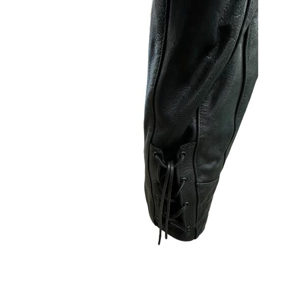 Drag Specialties Black Leather Motorcycle Jacket Weave Size 38 Fit Large - Picture 4 of 13